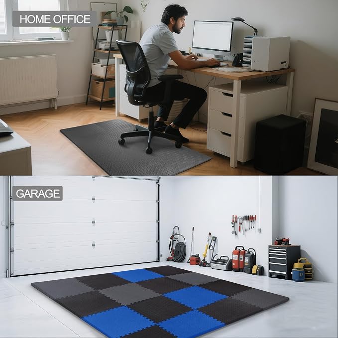 Elevon Puzzle Exercise Gym Flooring Mat, EVA Interlocking Foam Tiles Workout Mat for Home Gym, Fitness Equipment, MMA, Gymnastics, Shock-Absorbing Exercise Mat, Multi-Color