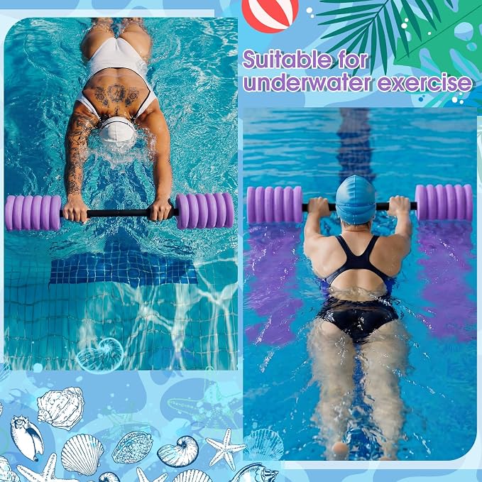 Soulchen Long Aquatic Exercise Dumbbells Pool Exercise Foam Water Weights Dumbbell Aquatic Pool Barbells with High Density EVA Foam for Swim Water Aerobics Workouts Loss