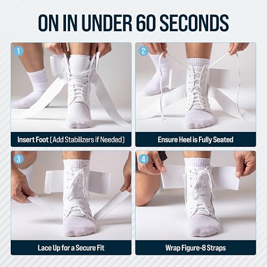 Lace Up Ankle Brace for Women & Men - Side Stabilizers for Sprained Ankle