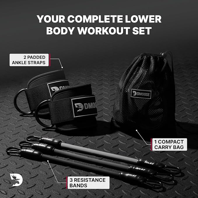 DMoose Ankle Strap for Cable Machine - One Size Fit with Premium Padding, Workout Kickback Ankle Cuffs, Ankle Bands for Working Out, Booty Workouts, Leg Extension, Hip Abductors & Lower Body Exercises