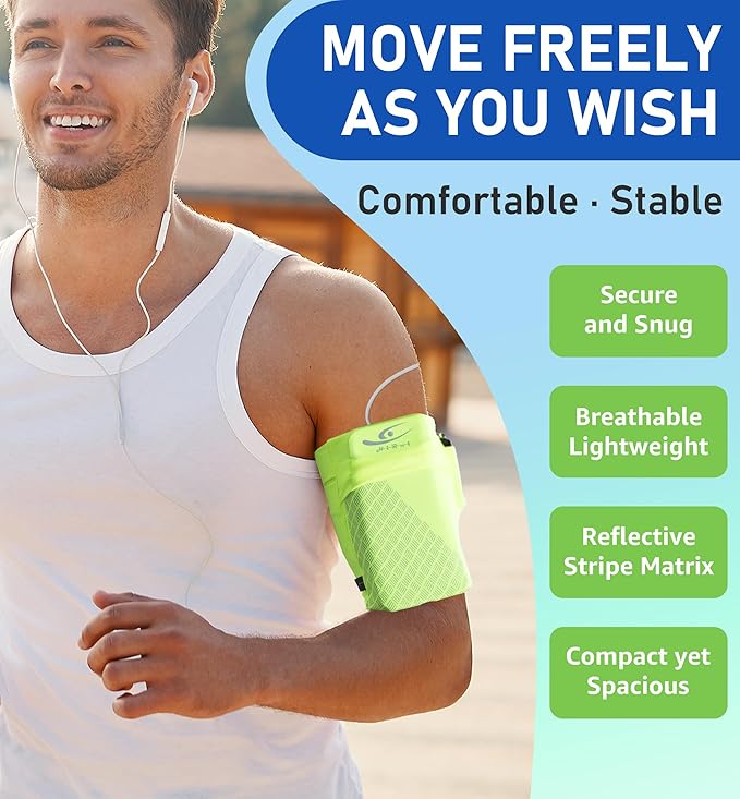 Universal Sports Armband Cell Phone Armband Sleeves Running Armband for Exercise Workout, Compatible with iPhone 17/17Plus/Pro/16/15/15Plus/14 Samsung Galaxy All Phones (X-Large, Bright Yellow)