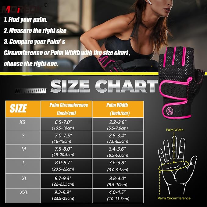 MOREOK Workout Gloves Padded Weight Lifting Gloves for Men/Women, [3MM Gel] Fingerless Grip Gym Gloves Fitness Gloves for Exercise,Hanging,Weightlifting, Cycling, Pull ups, Rowing