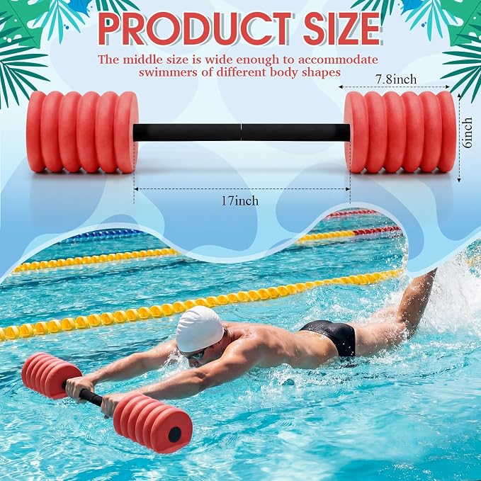 Soulchen Long Aquatic Exercise Dumbbells Pool Exercise Foam Water Weights Dumbbell Aquatic Pool Barbells with High Density EVA Foam for Swim Water Aerobics Workouts Loss