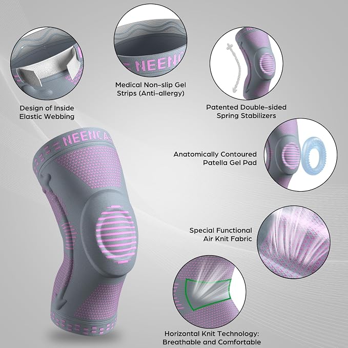 NEENCA Professional Knee Brace, Medical Knee Support for Women & Men Relief | Patented Patella Gel Pad & Side Stabilizers, Compression Sleeve for Knee Pain, Swelling, ACL, PCL, Arthritis, Sports, Workout