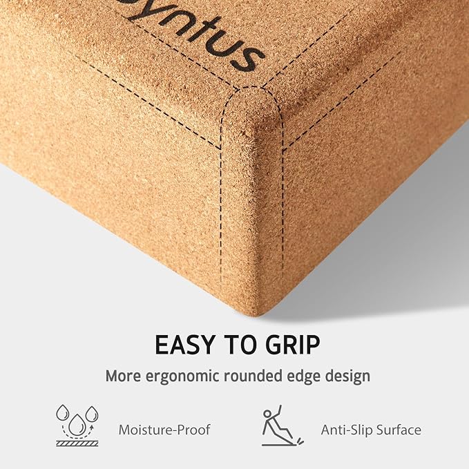 Syntus Yoga Block and Yoga Strap Set, Soft Non-Slip Yoga Blocks 9×6×4 inches, 8FT Metal D-Ring Strap for Yoga, General Fitness, Pilates, Stretching and Toning