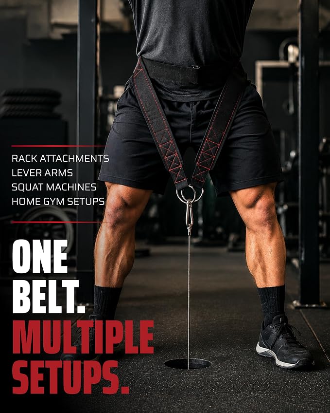 THEFITGUY Original Belt Squat Belt for Rack Attachments & Squat Machines | Structured Back Support, Low-Profile Straps, Stays Low, Moves Clean, Up to 350 lbs, Heavy-Duty