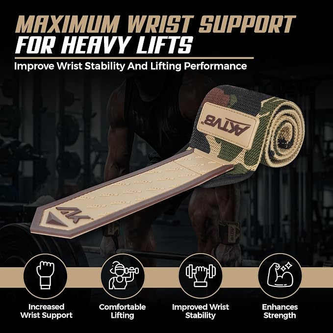 AKTV8 Wrist Wraps for Weightlifting, 18"&24" Heavy Duty Stiff Wrist Support | 3inch Wide Firm Elastic, Reinforced Thumb Loop, Built for Heavy Bench Press, Overhead Press, Powerlifting & Strength Training