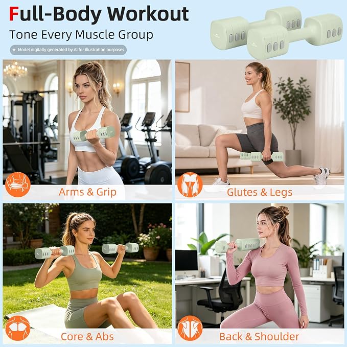 Abahub 2 in 1 Kettlebell & Dumbbell Set, Adjustable Dumbbell for Home Gym | Dumbbell with Kettlebell Converter Set of 2, Full Body Workout Kettlebell for Women