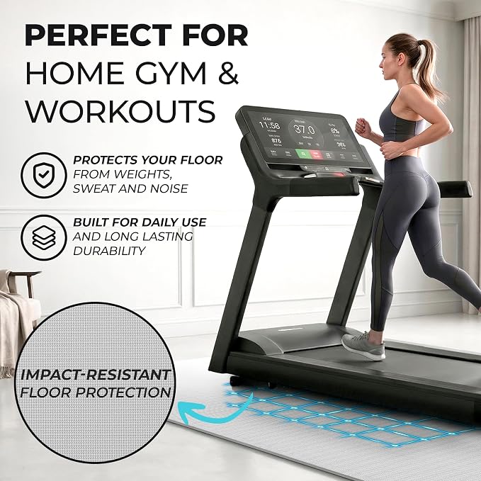 bemaxx Gym Mats Set - 12 pcs EVA Interlocking Foam Floor Tiles (24.4"x24.4"x0.4") 48 sqft Protective Gym Flooring Sports Home Workout Exercise Mats Puzzle Garage Fitness Play-Room Pool Treadmill Bike