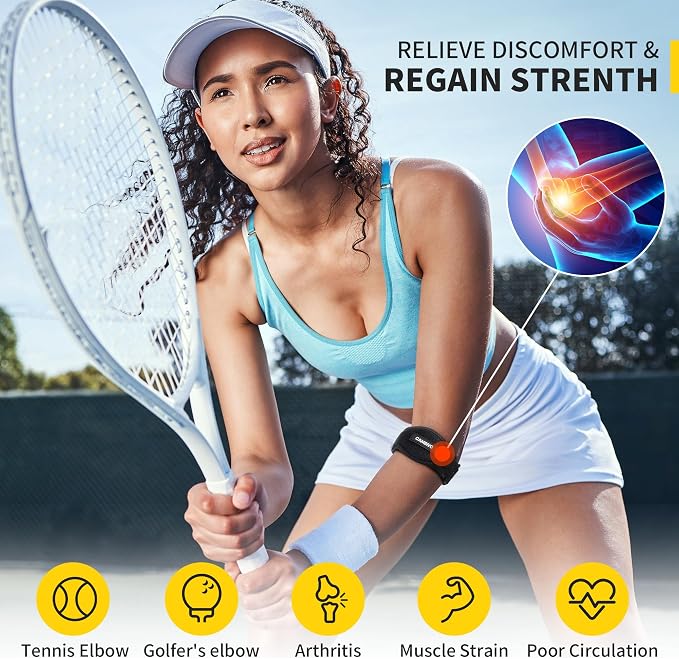 CAMBIVO 2 Pack Tennis Elbow Brace Strap for Tendonitis, Black | EVA Compression Pad, Adjustable Strap with Premium Velcro, for Men and Women, Golfer's Elbow, Counterforce Brace, Breathable
