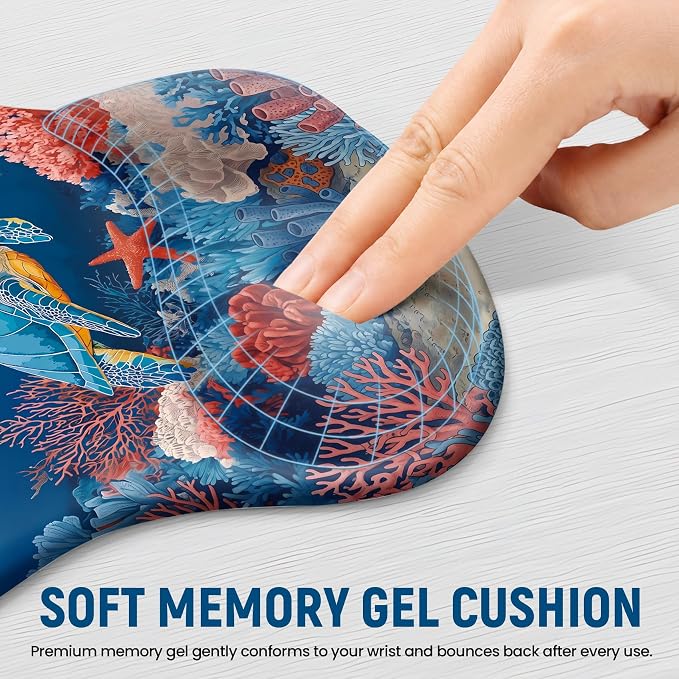 Ergonomic Mouse Pad with Wrist Rest, Gel Wrist Support, Voyage | 10.2 x 7.6 in Mouse Pad with Smooth Fabric Surface and Non-Slip Rubber Base for Office, Home, Study, and Gaming