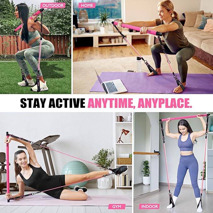 KUTIZE Pilates Bar Kit with Resistance Bands, Pilates Equipment, Multifunctional Pilates Bar for Women & Men, Pilates kit for Hip, Back, Arm, Full-Body Workouts, Home Gym Strength Training Equipment
