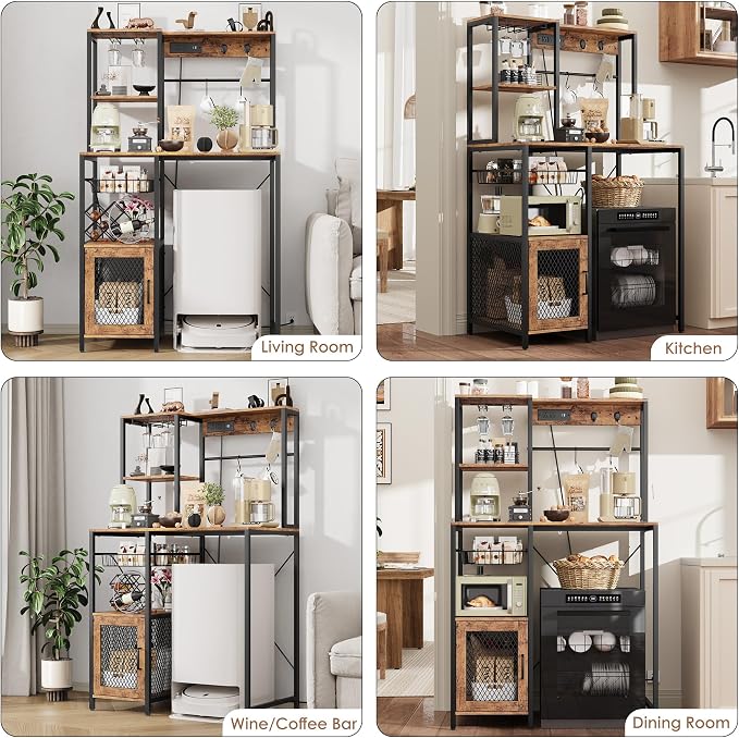 Garvee Microwave Stand & Fridge Stand, Baker's Rack with Power Outlet