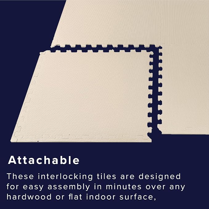 We Sell Mats 1/2" Thick Multipurpose EVA Foam Exercise Floor Mat, Interlocking Tiles, Anti-Fatigue for Home or Gym, 24 in x 24 in, 25 Tiles, Sand