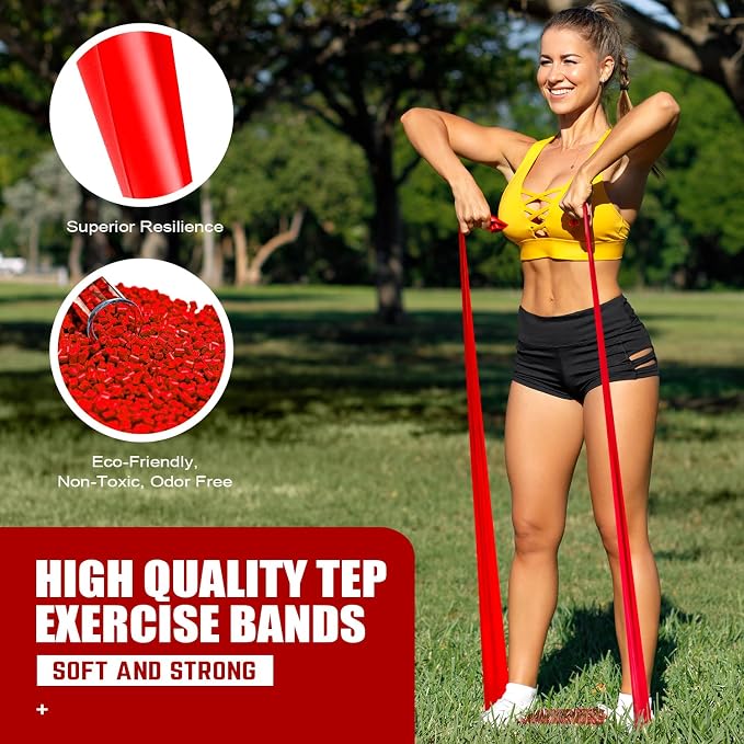 HPYGN 3 Levels Non-Latex Exercise Bands for Physical Therapy & Yoga, Professional Resistance Bands Set for Working Out, Strength Training, Pilates & Rehab, TPE Elastic Stretch Bands for Seniors, Women