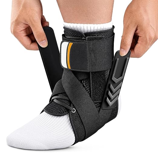 Ankle Brace for Sprained Ankle, Quick Lace-Up Ankle Support | Auto-Shaped Pads,Breathable Adjustable Compression for Women Men, Fits in Shoes for Sports, Work & Injury Recovery M
