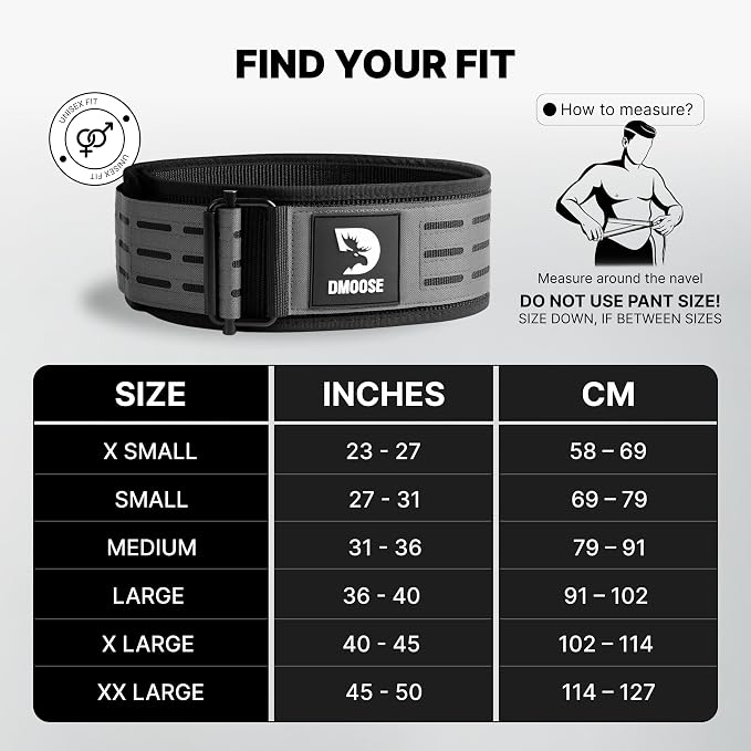 DMoose Fitness Auto Locking Weight Lifting Belt for Men & Women - 4" Nylon Squat & Deadlift Belt with Quick-Release Buckle - Gym Workout Belts for Lumbar Back Support for Weightlifting & Powerlifting