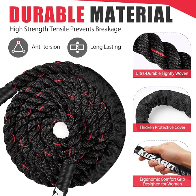 KUZARO Jump Rope, Weighted Jump Rope for Women, Heavy Jump Ropes for Fitness, Home Gym Exercise Equipment, Adult Skipping Rope for Improve Strength, Weight Loss, Boxing Training,Total Body Workout Equipment