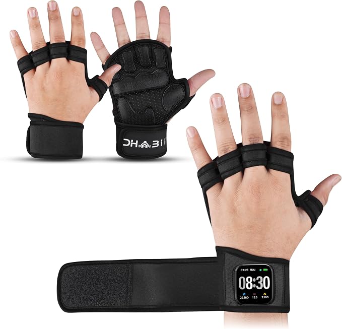 Workout Gloves for Men & Women, Smartwatch Compatible Ventilated Gym Gloves with Wrist Wrap Support, Breathable Weight Lifting Gloves for Fitness with Excellent Grip