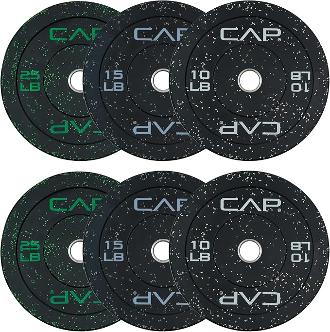 CAP 2-inch Olympic Bumper Plate Weight Set | 100-370 lbs | Multiple Colors | Storage Rack Optional
