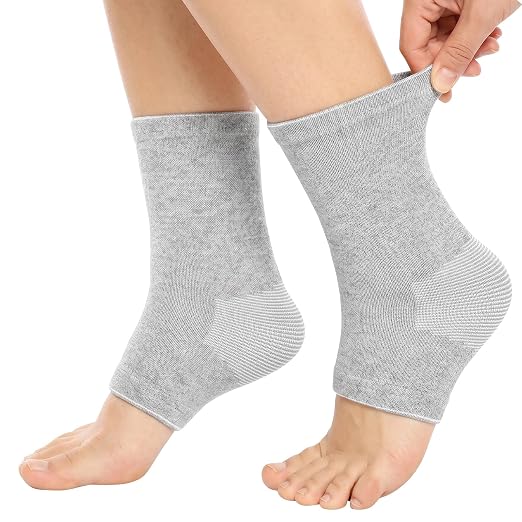 Bamboo Foot Sleeves for Women & Men 2-Pack Original - Premium Anti-Fatigue Footsleeves (Gray, L(ShoeSize41-44))