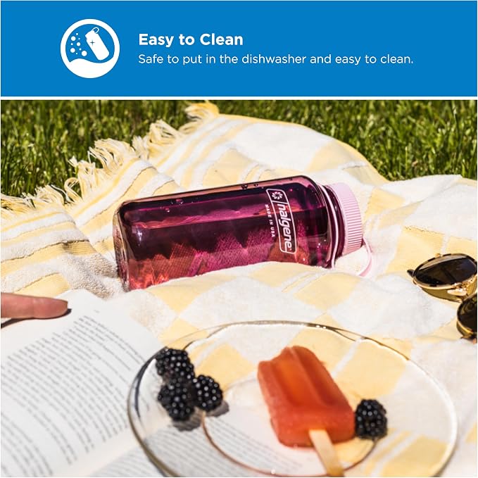Nalgene 32 oz Wide Mouth Water Bottle, Cherry Blossom | BPA-Free, Durable & Lightweight, Leak Proof, Dishwasher Safe, Large Reusable Plastic Bottle for Hiking, Gym, Work & Travel