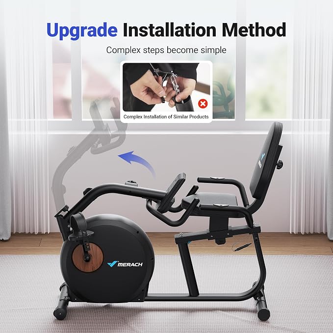 MERACH Recumbent Exercise Bikes for Home with Smart Bluetooth Equipment App | LCD, Heart Rate Handle Stationary Bikes for Home, Magnetic Recumbent Exercise Bike for Seniors Gym S08/S23