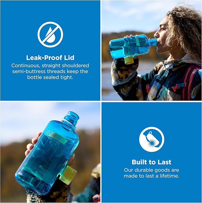 Nalgene 32 oz Narrow Mouth Water Bottle, Thrill & Motion, Blue Atoll w/Endive