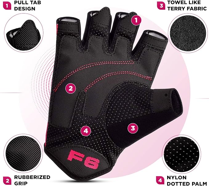 RDX Weight Lifting Gloves Gym Fitness Workout, Anti Slip Padded Palm Elasticated Strength Training Equipment Men Women Half Finger Exercise Bodybuilding Calisthenics Cycling Rowing Climbing