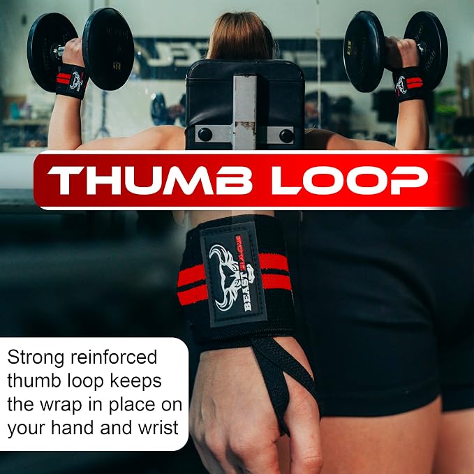 Wrist Wraps for Weightlifting - Adjustable Lifting Straps With Thumb Loop for Enhanced Gym Support, Powerlifting, Bodybuilding and Workout