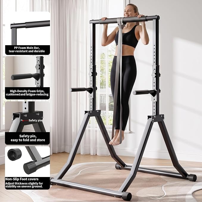 Foldable Pull Up Bar Station 66.1''-84.6'' Power Tower