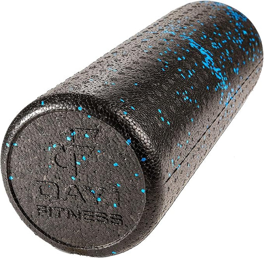 Day 1 Fitness High Density Muscle Foam Rollers - Sports Massage Rollers for Stretching, Physical Therapy, Deep Tissue, Myofascial Release - Ideal for Exercise and Pain Relief - Speckled Blue, 12”