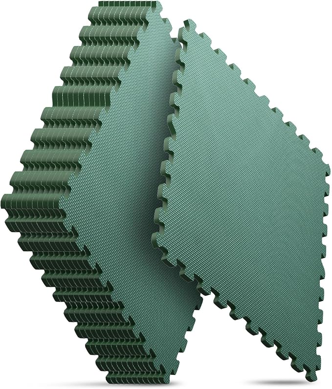 12 Pack 48 sqft Home Gym Mat, Puzzle Exercise Mat, EVA Interlocking Foam Floor Tiles for Home Workout Equipment and Kids' Play Areas - Blue, 24 in x 24 in x ½ in - (Green, 12 Pack (48 SQ FT))