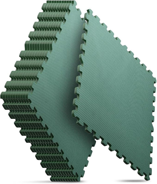 12 Pack 48 sqft Home Gym Mat, Puzzle Exercise Mat, EVA Interlocking Foam Floor Tiles for Home Workout Equipment and Kids' Play Areas - Blue, 24 in x 24 in x ½ in - (Green, 12 Pack (48 SQ FT))
