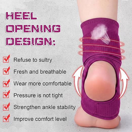 Honoson 2 Pcs Ankle Brace Kid Ankle Support Youth Neoprene Lace up Compression Sleeve Foot Brace Stabilizer with Adjustable Strap for Sport Sprained Plantar Fasciitis Achilles Tendonitis(Rose Red,S)