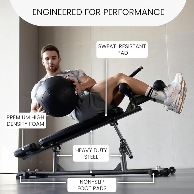 Finer Form Sit Up Bench with Reverse Crunch Handle for Ab Bench Exercises - Abdominal Exercise Equipment with 3 Adjustable Height Settings