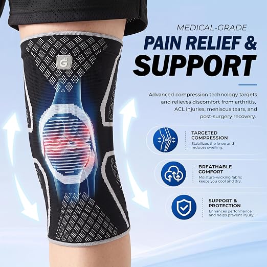 GOOGAH Knee Compression braces 1-Pack - Pain Relief Support for Arthritis, ACL & Meniscus Tears | Breathable Nylon Knee Sleeves for Men & Women | Sizes XXS-2XL
