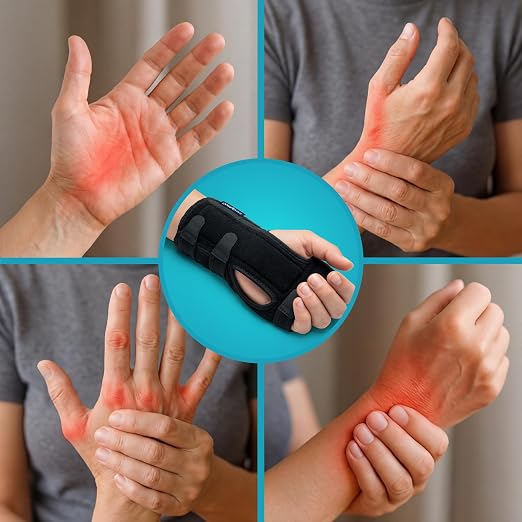 ComfyBrace Nighttime Pain Relief Wrist Brace for Carpal Tunnel, Tendonitis, Arthritis | Fits & Soothes Aches in Both Hands | Palm Cushion Beads for Hot Spots | Breathable Fabric | (Pack of 1)