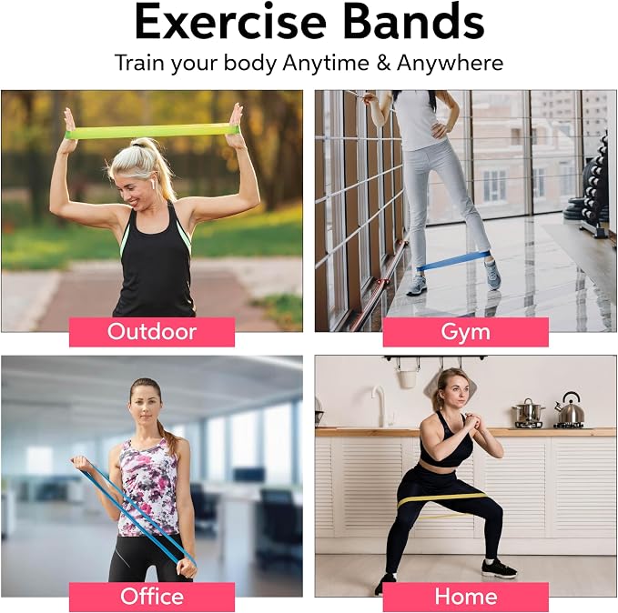 New Horrizon Resistance Bands for Working Out Set of 5 with Carry Bag, Resistance Loop Exercise Bands for Strength Training, Physical Therapy & Pilates, Home Gym Workout Equipment for Men & Women