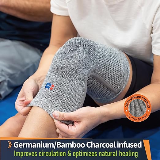 Comforband Premium Recovery Knee Compression Support – Germanium & Bamboo Charcoal Infused Knee Brace for Improved Circulation, Joint Stability, and Pain Relief (Large)