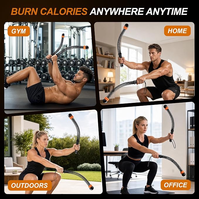 Portable Ropeless Battle Ropes, Cordless Weighted Workout Rope for Home Gym, Adjustable Resistance Training Equipment for HIIT, Cardio, Core & Full-Body Strength Fitness