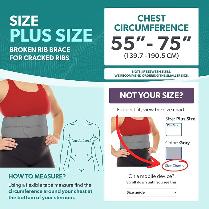 BraceAbility Plus Size Broken Rib Brace - Rib Protector Compression Wrap, Chest Support Belt for Bruised, Fractured, Dislocated Ribs, Costochondritis Relief, Sternum Brace for Men and Women (Gray)