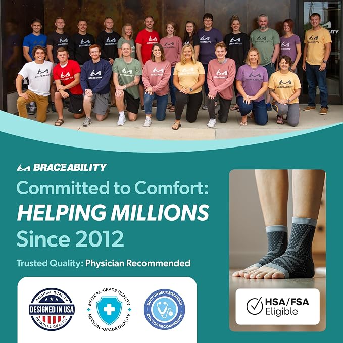 BraceAbility Athletic Ankle Compression Socks for Men and Women - Toeless Running Ankle Brace Support Sleeves for Sports, Workouts, Plantar Fasciitis, Achilles Tendonitis, Foot Pain Relief (XS - Gray)