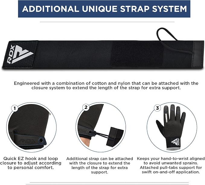 RDX Weight Lifting Gloves with Wrist Support -Touch Screen Full Finger Gym Workout, Breathable Anti Slip Padded Grip, Men Women Fitness Training, Powerlifting Bodybuilding HIIT Exercise Weightlifting