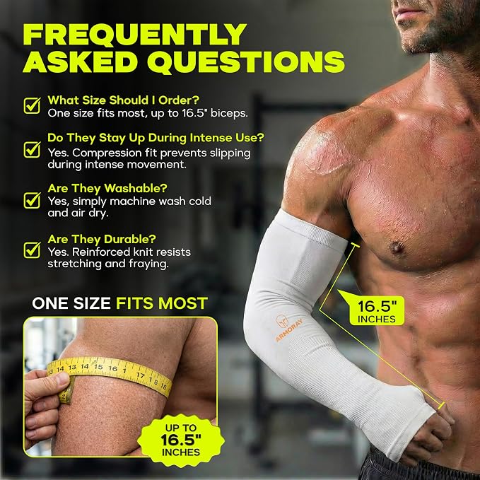 ARMORAY Arm Sleeves for Men and Women - UV Sun Protection Cooling Compression - Tattoo Cover Up Sleeve for Daily Wear & Work