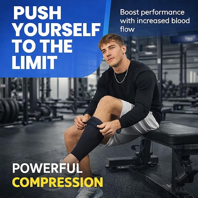 Fittest Pro Calf Compression Sleeves and Leg Wraps for Shin Splint Support, Pain Relief for Running, Basketball, Cycling