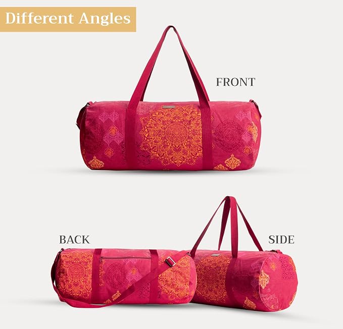 Maison d' Hermine Yoga Mat Duffle Bag Gym Tote Yoga Mat Carry Bag | Cylindrical bag for Woman Men Gifts Adjustable shoulder straps with Drawstring Water Bottle Pocket and zipper pocket
