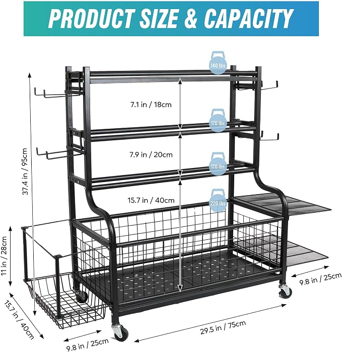 STUFFSTASH Dumbbell Rack for Home Gym, Heavy Duty Weight Rack for Dumbbells, Adjustable Dumbbell Stand with Storage, 700LB Capacity Gym Equipment Organizer with Wheels