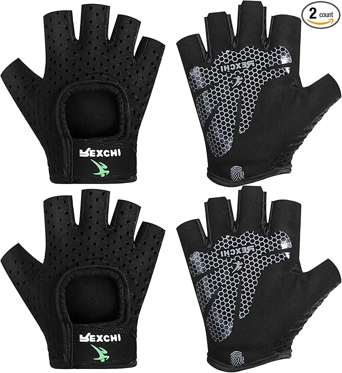 Geyoga 2 Pairs Workout Gloves Adjustable Weight Lifting Gym Exercise Training Breathable Workout Gloves with Full Palm Protection for Men and Women Fitness, Biking, Pull up