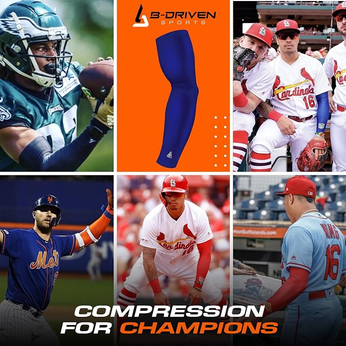 Pro-Fit Compression Arm Sleeve for Men, Women & Youth, Volleyball Baseball Basketball Weightlifting - Single